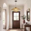 Pendant Light, Bamboo Boho Hanging Light with Adjustable Height, Large