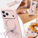 Silicone Case for iPhone 17 pro with Magnetic Stand, Pink | Upgraded Camera Lens Protection, Military-Grade Drop Shockproof, Anti-Scratch Microfiber Lining Silicone Case