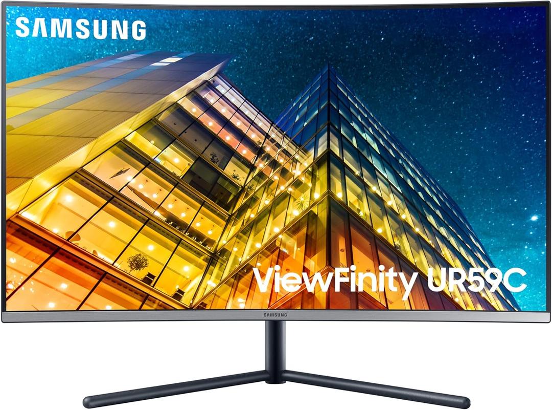 SAMSUNG 32" UR59 Series ViewFinity 4K UHD (3840x2160) Computer Monitor, Curved, HDMI, Display Port, 3-sided border-less, Eye Saver Mode LU32R590CWNXZA, Black