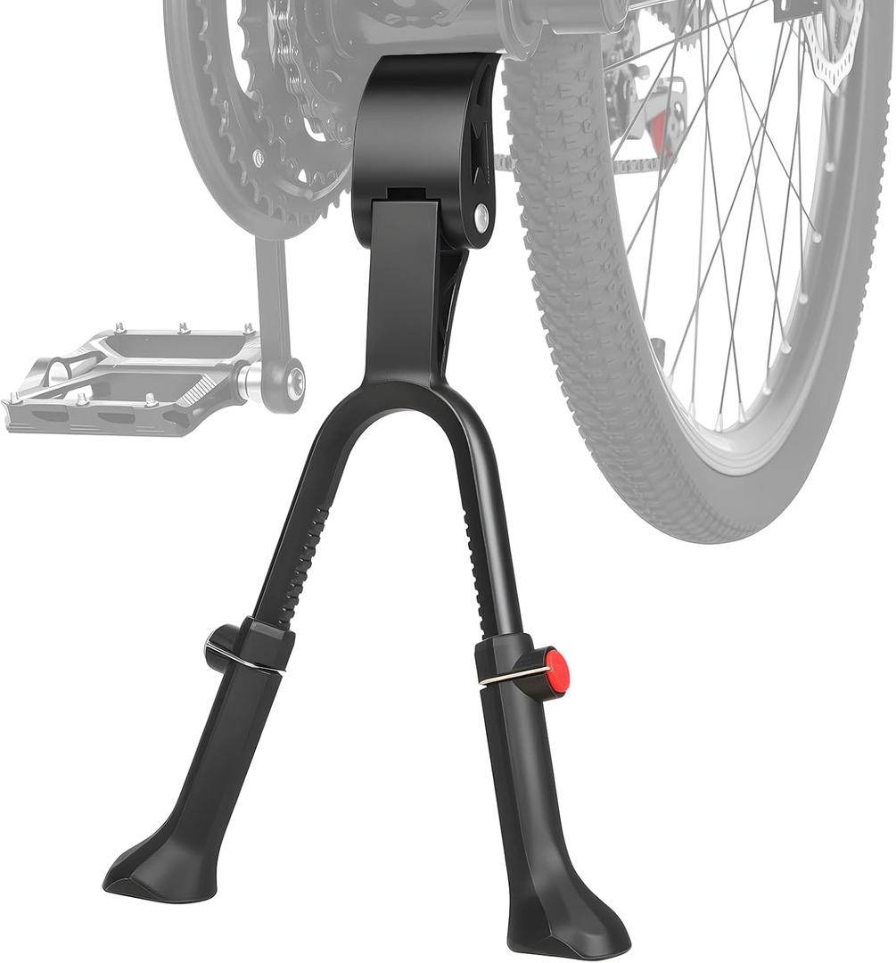 YBLNTEK Center Mount Bike Kickstand Adjustable Height, Double Leg Aluminum Alloy Bicycle Kick Stands for 24" 26'' 27.5'' 28" 29inches Adults Commuter Road Cargo Bikes