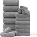 18 Piece Family Bath Towel Set Include 6 Bath Towels,6 Hand Towels and 6 Washcloths Soft Bathroom Towel with Hanging Loops,Highly Absorbent Quick Dry Towels Set for Bathroom,Hotel and Spa-Grey