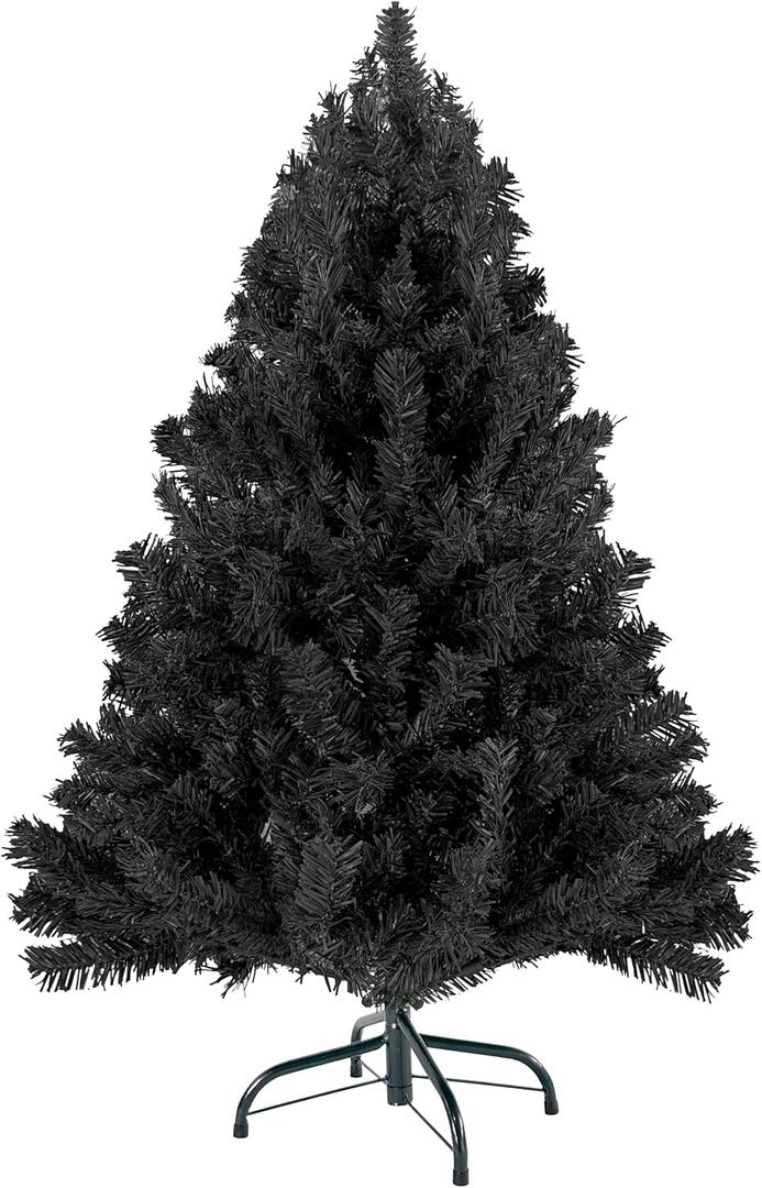 4ft Black Christmas Tree - Premium Hinged Artificial Small Christmas Tree, Canadian Fir Full Bodied 4 Feet Tree with 320 Tips, Lightweight and Easy to Assemble Holiday Dcor Tree with Metal Stand