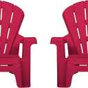 Little Tikes Kids Garden Chair 2 Pack in Red, Outdoor Toddler Activity Adirondack Chairs for Picnic, Garden, Patio, Backyard & Beach, Outdoor Chair Set