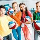 Outus 8 Pack 7 Inch Mini Rubber Basketballs Set Small Basketball with Air Pump Mini Hoop Junior Size 3 Basketballs for Beginner Arcade Games Indoor Outdoor Pool Party Favors(Red White and Blue)