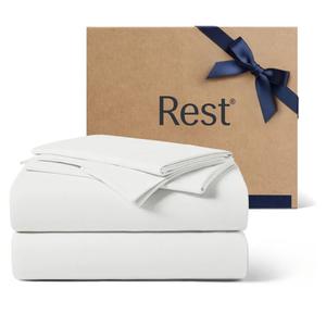 REST® Evercool®+ Cooling Sheet Set, King Size, Arctic White, Breathable Bed Sheets for Hot Sleeper and Night Sweats, with Pillowcases, with Ionic+ Self-Cleaning Silver Yarn for Sensitive Skin, 4PCS