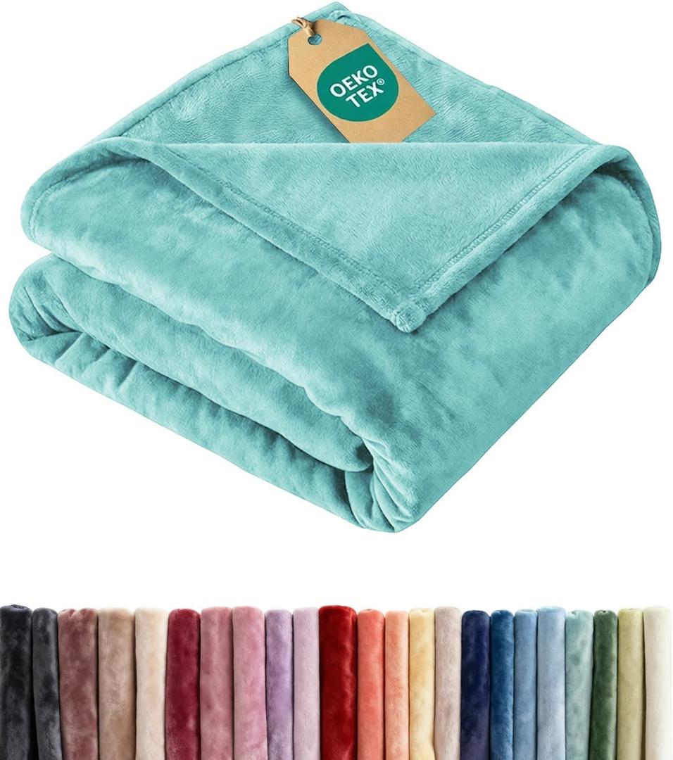 Ultra Soft Fleece Blanket Throw Size - Flannel Fleece Luxury Throw Blanket Lightweight for Couch Bed Chair - Thick, Warm & Breathable - All Season Cozy Fuzzy, Anti-Static Microplush Bedding, Turqoise