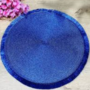 15 Inch Christmas Table Place Mats Set of 4 Shiny Round Woven Placemats for Home Kitchen Dining Decor BLUE