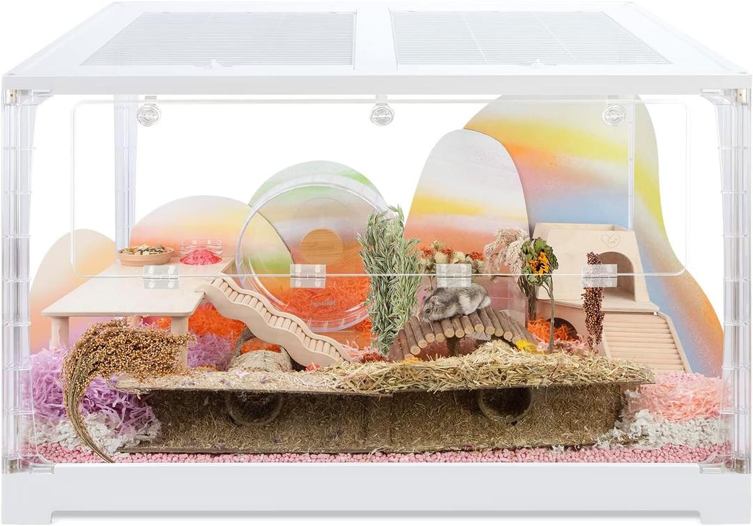 Niteangel Stacker Series Hamster Cage - Stackable & Large Glass Enclosure for Hamster Gerbils Mice Lemming Degus or Other Small-Sized Pets