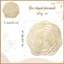 Sieral 48 Set 15 Inch Round Pressed Vinyl Placemats Hollow Out Rose Placemat Set Metallic Slip Resistant Place Mat Coaster Including Place Mats and Coasters for Wedding Dining Kitchen (Gold)