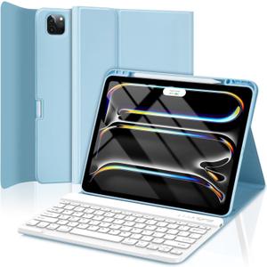 TQQ Keyboard Case for iPad Pro 13-inch (M5 2025 / M4 2024) - Magnetic Wireless Detachable Keyboard, Stand Folio Cover with Pencil Holder, Thin & Light Compatible with iPad Pro 13 (Blue)