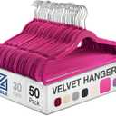 Zober Velvet Hangers 50 Pack - Heavy Duty Pink Hangers for Coats, Pants & Dress Clothes - Non Slip Clothes Hanger Set - Space Saving Felt Hangers for Clothing