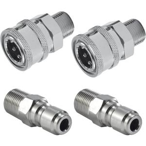 Pressure Washer Quick Connect 3/8 Inch, Pressure Washer Fittings, Adapter Set, Male Thread, 4 Pieces