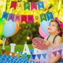 5 x Colorful Happy Birthday Banner with 12pcs Pennant Banner Flags, Rainbow Happy Birthday Sign with Shiny Gold Letters, Party Decorations for Boys Girls, DIY Party Supplies (Multi-color)