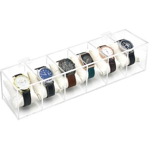 Watch Box Case, 6 Slot Watch Organizer Clear Acrylic for Men Women