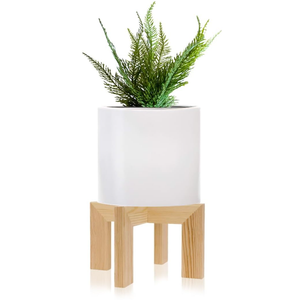 1 Pack Wood Plant Stand Indoor Holders for Plants, Sturdy Flower Pot Stands Plants Shelf, Wooden Stool for Patio Plant Stand, Fit 5-18 Inch Variety Flower Pots, Easily Assemble (1 Pack-White)
