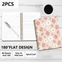 2 Pcs Strawberry Daisy Spiral Notebook, Preppy Cute Spiral Notebooks for Women Girls Friend, 160 Pages Trendy Hardcover Journal Notebook for Writing Travel Business Home Office Aesthetic Notebooks