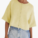 Pringrain Cardigan Sweaters for Women Lightweight Knit Cropped Cardigan Button Up Solid Knitwear, Size XL