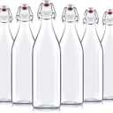 Bormioli Rocco Giara Swing Top Bottles 33  Ounce/1 Liter (6 Pack) ROUND Clear Glass Grolsch Flip Top Bottle With Stopper