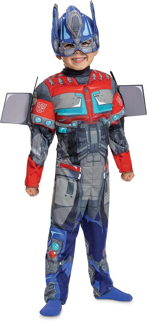 Disguise Optimus Prime Toddler Costume, Official Transformers Rise of the Beasts Muscle Padded Costume and Mask (Medium (3T-4T))