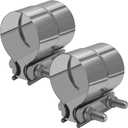 2.5" Exhaust Clamp, 2 1/2in Lap Joint Exhaust Band Clamp 304 Stainless Steel Muffler Clamps for 2.5" Od to 2.5" Id Exhaust Pipe Repair Sealing, Mufflers, Tubing Connection, 2PCS