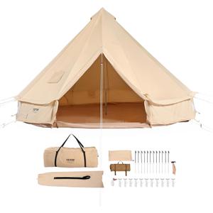 VEVOR Canvas Tent Bell, Yurt 4 Seasons for Camping with Stove Jack, Breathable Holds up to 4 People, Family Camping Outdoor Hunting Party, 4m/13.12ft