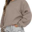 ANRABESS Womens Sweatshirts Crewneck Fleece Oversized Pullover Sweaters Fall Winter Cute Tops Teen Girls Preppy Clothes 2025 (X-Large, Khaki Brown)