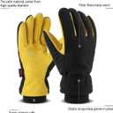 OZERO Men & Women Winter Gloves -30F Deerskin Leather Water-resistant Windproof Cold Weather Glove for Driving Hiking (Medium, Gold-black)