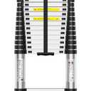 Telescoping Ladder,12.5 FT Extension Ladder, Heavy Duty 330lbs Max Capacity, Multi-Purpose Collapsible Ladder with Stable Hook and Balancing Bar for RV or Outdoor Work