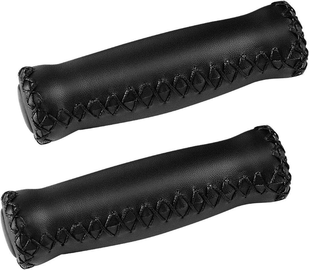 SOLODRIVE Bike Handlebar Grips, Vinyl Leather Grips, Hand-Stitched for Beach Cruiser Bike, Fits Most 22.2mm (7/8") Bicycle Handlebar, 125mm
