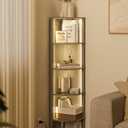 Corner Shelf Stand, 5 Tier Corner Bookshelf,Corner Furniture for Bedroom Display Corner Shelf for Small Space,Wood Shelves with Storage Rack for Living Room,Office,Gray
