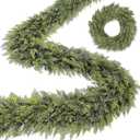 Extra Thick & Lush - 6 Ft by 10 Inch Real Touch Christmas Cedar Garland Artificial Realistic Soft Thickness Greenery Pine Cypress Garlands Christmas Garland for Mantle Fireplace Home Indoor Outdoor