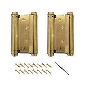 Pair of 5" Double Action Spring Hinge Stainless Steel Cafe Saloon Door Swing Self Closing Brass with Screws