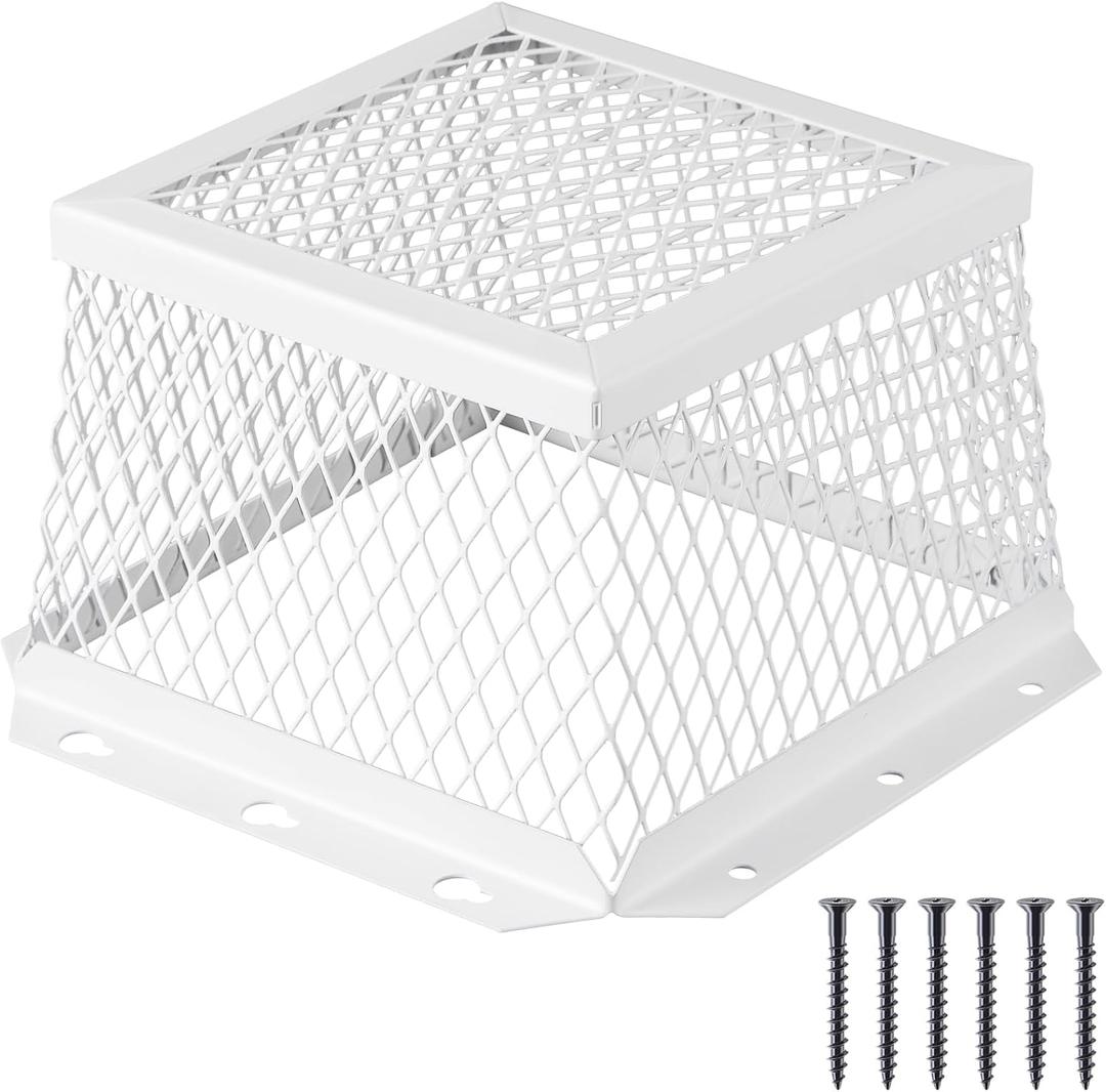 Pasimy 1 Pcs 7" l x 7" W x 5" H White Stainless Steel Universal Vent guard, Easy Installation outside dryer vent cover Hood-style Kitchen Bathroom Exhaust Vents Cover