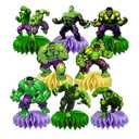 8Pcs Green Hero Honeycomb Table Centerpiece Green Hero Birthday Party Supplies Table Decorations for Kids Party Decorations