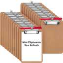 Sabary 24 Pack Mini Clipboards Bulk with Pen Holder 6x9 Small A5 Memo Size Clipboards Wood Note Boards Heavy Duty Hardboard Check Presenters for Restaurant Office Business Supplies (Pen Not Included)