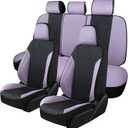Car Seat Covers Full Set, Leather Car Seat Cushion, Ultra-Thin Breathable Materials, Suitable for Most Car SUV/Truck/Sedan/Automotive (Purple + Black, Five-Piece)