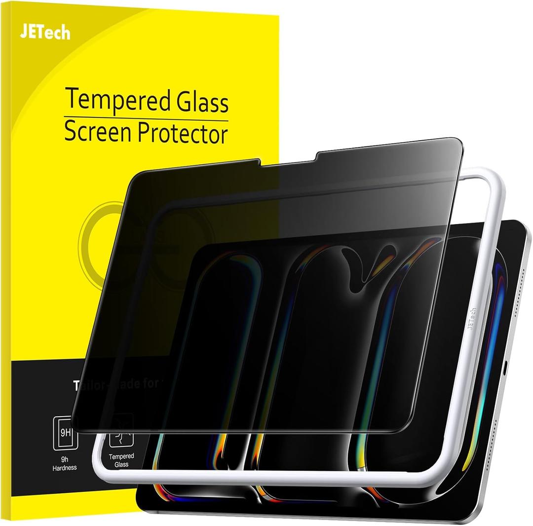JETech Privacy Screen Protector for iPad Pro 11-Inch M5/M4 (2025/2024) with Easy Installation Tool, Anti-Spy Tempered Glass Film, 1-Pack