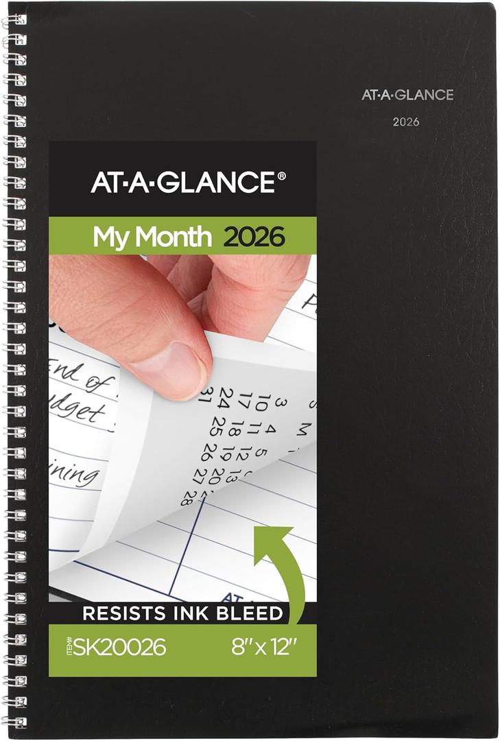 AT-A-GLANCE 2026 Planner, Monthly, 8" x 12", Large, DayMinder, Black (SK20026)