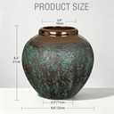 Ceramic Flower Vase, Rustic Farmhouse Flower Vase with Bronze Rim
