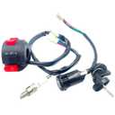 4 Wires Key Switch with Cap and 3 Functions Stater Switch+Spark Plugs - Ignition Switch & Starter Assembly Kit for 50cc 70 cc 90cc 110 cc 125cc 150cc ATVs Dirt Bikes