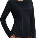 baleaf Rash Guard for Women Swim Shirts UPF 50+ UV Sun Protection Long Sleeve Swimsuit Top Zipper Pocket Thumbhole (M)