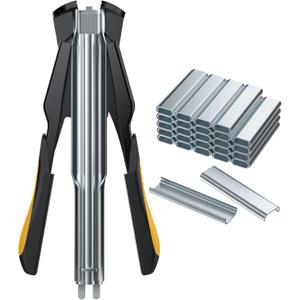 Proster Spring Loaded C7 Hog Ring Plier Kit - with 2500pcs Hog Rings Galvanized Steel Auto-feeding Fence Fastener for Farms Livestock Farm to Build Pigpen Birdcage Chicken Coops Catteries (Orange)