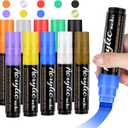 Acrylic Paint Markers, 10 Jumbo Colored Markers, 15mm Jumbo Felt Tip, Waterproof and Permanent Ink Paint Pens for Rock Painting, Stone, Ceramic, Glass, Wood, Canvas, Outdoor Paintings,Signs