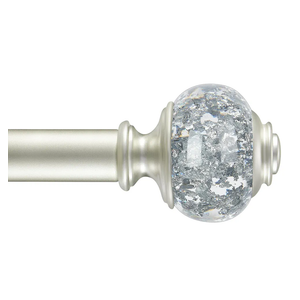 Curtain Rods 72 to 144 Inches(6-12 Feet) with Solid Aluminum Alloy Brackets, 1 Inch Telescoping Drapery Rod for Windows, Heavy Duty Decorative Curtain Rods with Translucent Finials, Matte Sliver