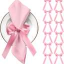 Pink Bow Napkin Rings Set of 12 Pink Ribbon Candlestick Decor Charms Coquette Bow for Wine Glasses Ribbon Gift Rings Bulk for Candle Holder Wedding Birthday Party Bridal Shower Wrapping