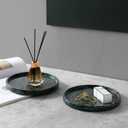 Natural Marble Round Tray - 8 Inch Decorative Tray for Bathroom, Vanity, Jewelry, Decor | Perfect for Organizing Perfume, Rings, Fragrance, and Home Decoration (Green)