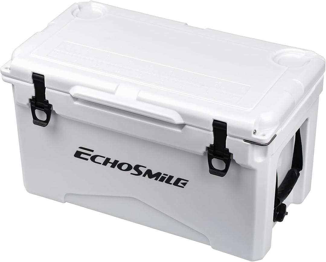 EchoSmile 25/30/35/40/60/75 Quart Rotomolded Cooler, Built to Stand up to The Rigors of The Journey (White)