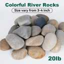 Pulovin 20 lbs River Rocks for Aquarium, 3-4 Inch Fish Tank Rocks, Natural Decorative Garden Rocks Outdoor Landscaping, Large Stone for Walkways, Yard, Vases, Crafts