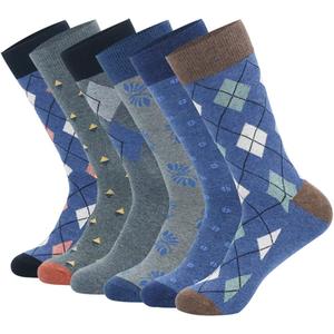 HHX YONLEE Dress Socks 5/6/10 Pairs Crew Argyle Colorful Cotton Novelty Casual Happy Fun