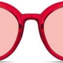 Livho Polarized Sunglasses, Retro & Oversized Shades for Women with Round Lenses (Transparent Burgundy/Pink)